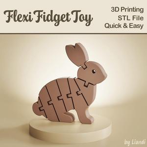 Flexible Easter Bunny STL – 3D Print File, Flexi Fidget Toy, Articulated, Digital Download for Commercial Use