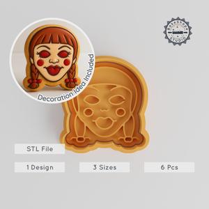 Spooky Doll Cookie Cutter & Stamp Set, Perfect for Halloween Treats, 3 Sizes, 6 Pieces PRODUCT_971