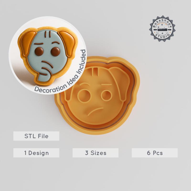 Dog Shape Cutter & Stamp Set, Animal Cookie & Fondant Tool, Includes 6 Pieces in 3 Sizes, Introspective Canine Design PRODUCT_909
