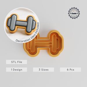 Dumbbell Shape Cutter & Stamp, Gym Workout Cookie Fondant Tool, 6-Piece Set, S/M/L Sizes, Fitness Sport Design PRODUCT_535