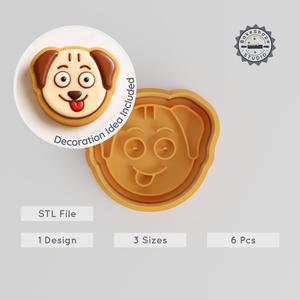 Delicious Dog Face Cookie Cutter & Stamp, Animal Dog Emoji, S, M, L Sizes, 6-Piece Set for Cookies & Fondant PRODUCT_892
