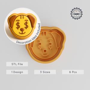 Animal Cookie & Fondant Shape Cutter and Stamp Set, Rich Dog Design, S/M/L, 6 Piece Collection PRODUCT_910