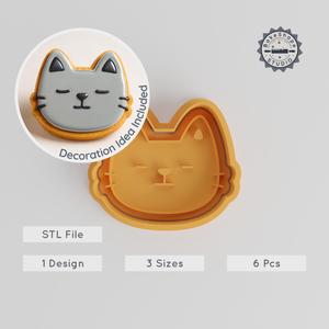 Neutral Face Cookie Cutter & Stamp, Serene Expression Shapes, Nature Feeling Design, 3 Sizes, 6 Piece Set PRODUCT_842