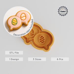Chat Bubble Cutter & Stamp Set, Cookie, Fondant, Egg Decoration, S/M/L, 6 Pieces, Message, Easter, Invite PRODUCT_483