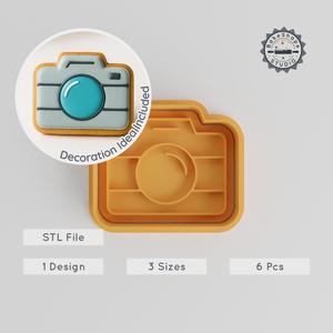 Camera Shape Cutter & Stamp, Cookie & Fondant Tool, 3 Sizes, 6-Piece Set PRODUCT_229