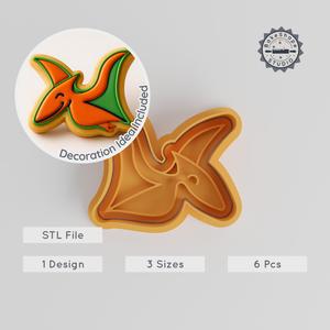 Pterodactyl Cookie Cutter & Stamp Set, 3 Sizes S/M/L, Dinosaur Baking, Jurassic Flyer Shape, Prehistoric Baking Tools PRODUCT_82