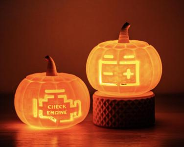 Car Lights Pumpkin - Scary Dashboard Warning Tealight