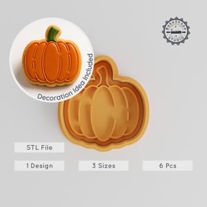 Pumpkin Shape Cutter & Stamp Set, 6-Piece, Perfect for Cookies & Fondant, S/M/L, Autumn Vegetable Designs PRODUCT_1068