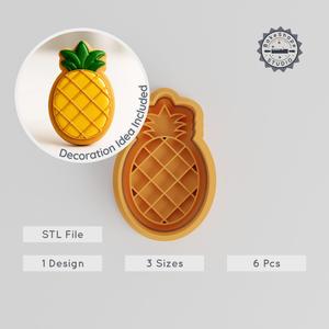 Pineapple Shape Cutter & Stamp, Cookie & Fondant Set, 3 Sizes, Tropical Fruit Design, Perfect for Baking & Decoration PRODUCT_1206