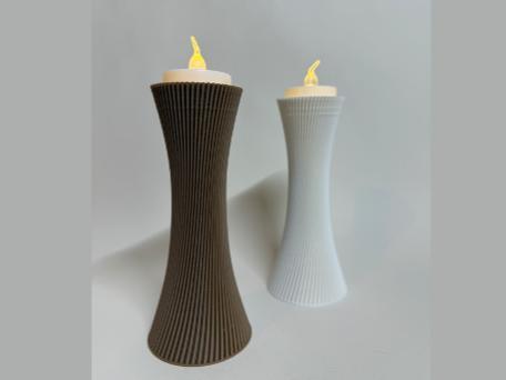 Ribbed Hourglass Tea Light LED Holder