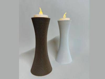 Ribbed Hourglass Tea Light LED Holder
