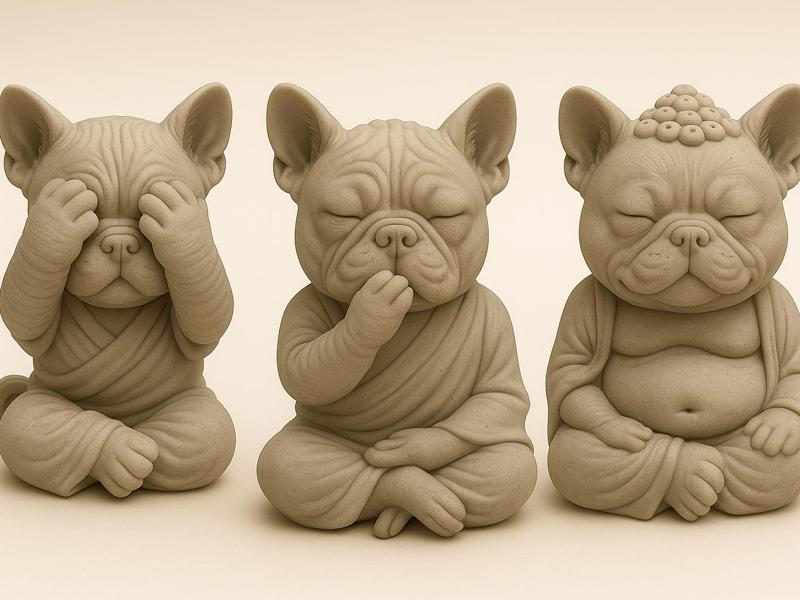 Trio of Buddhist French Bulldogs