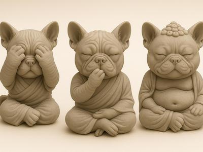 Trio of Buddhist French Bulldogs