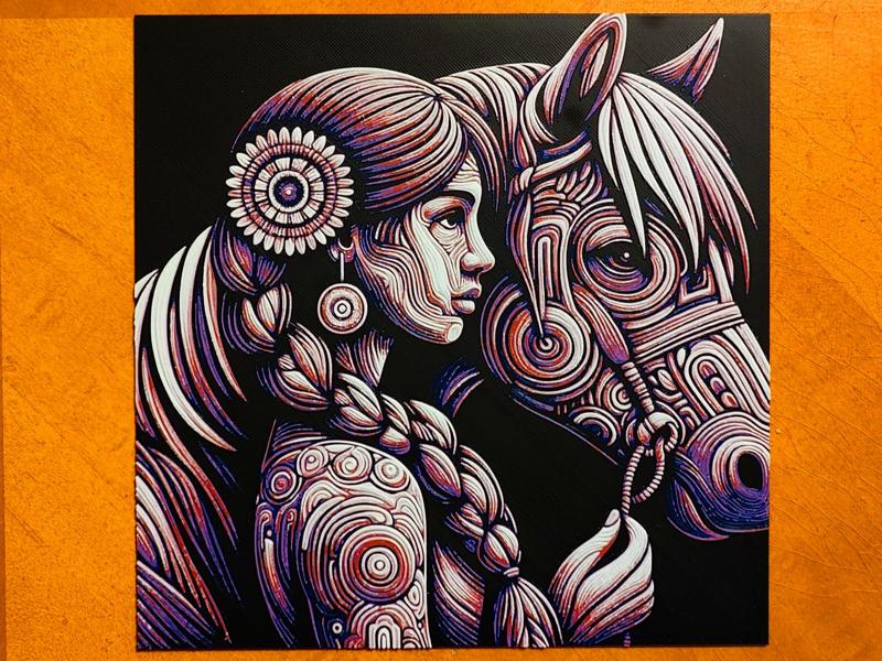 Native American Girl Leading a Horse - Hueforge