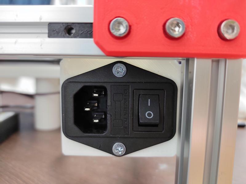 3-pin IEC320 C14 Inlet and Fused Switch Module Mounter for 2020 Alminum T-Slotted Profile with M5 T-Nut