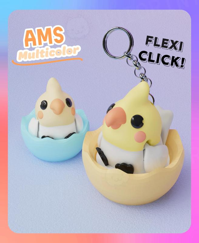 Cockatiel Parrot flexi Clicker & Keychain (Multicolor)