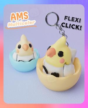 Cockatiel Parrot flexi Clicker & Keychain (Multicolor)