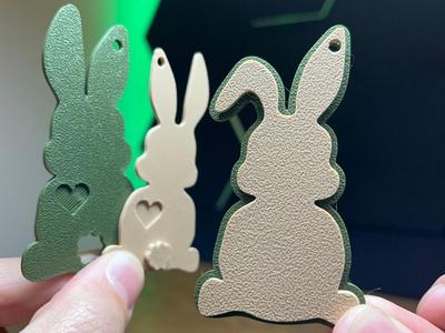 Connected Partner Rabbits Keychain with Love