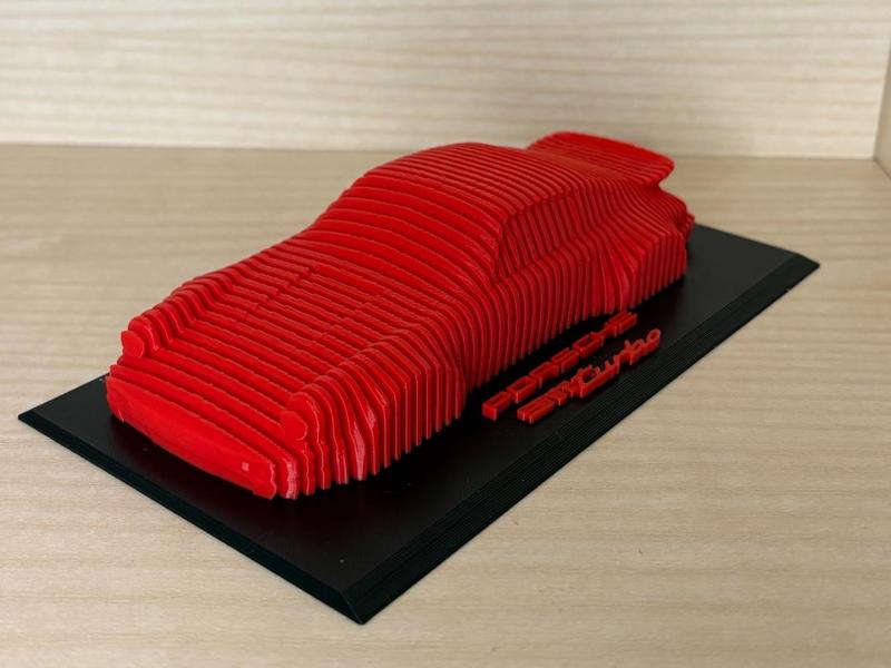 layered porsche 911 sculpture