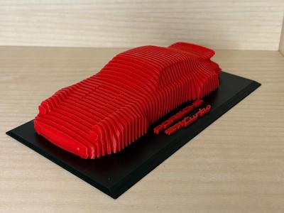 layered porsche 911 sculpture