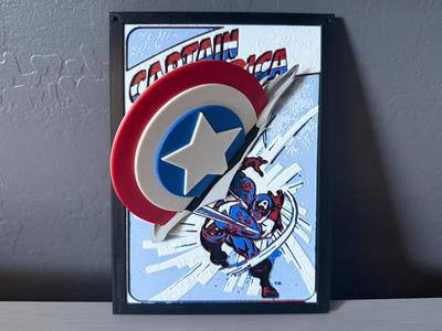 Captain America Comic Cover Pop Out Art