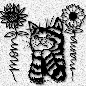 4 PACK of Mothers Day Wall Decor Cute Kitten and Flowers