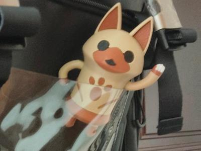 Ornament/display stand, retractable legs, Ailu Cat Daruma doll