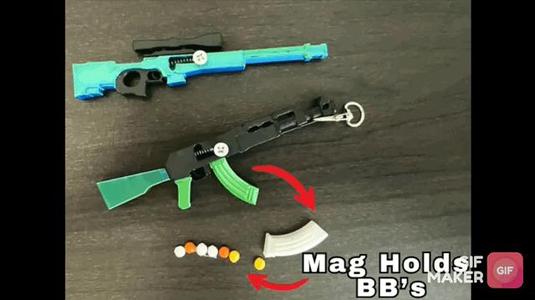 AK47 Keychain FUNCTIONAL BB Blaster Gun