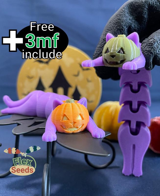 Flexi Pumpkin cat (Print-in-place)