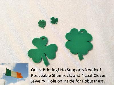 Simple Shamrock and Clover Jewelry - Resizable!