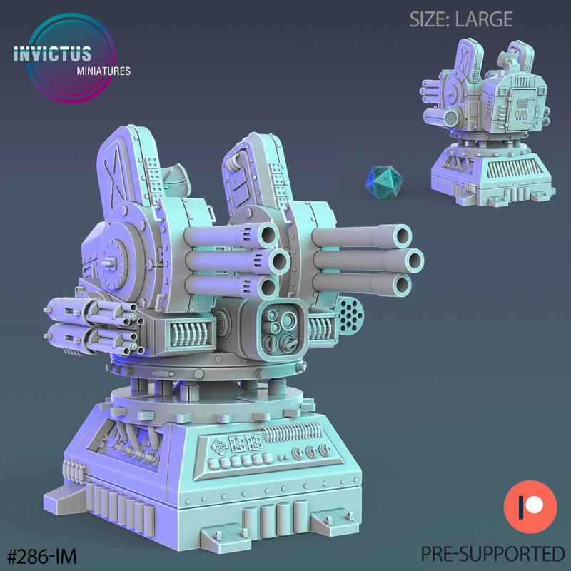 Air Defense Turret Machinegun / Stationary Rocket Launcher Platform / Alien War Construct / Steampunk Battle Robot / Invasion Army / Cyberpunk / Sci-Fi Encounter