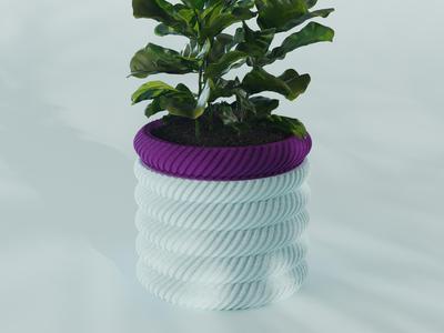 Sora Planter Pot, Striped Diagonal | Small, Medium, Large | Self Watering and Drip Tray 