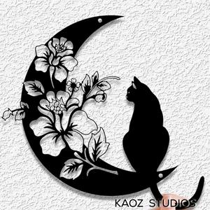 cat on the moon wall art space kitty wall decor