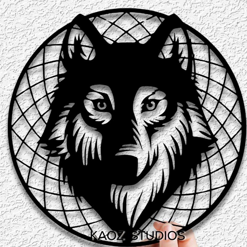 wolf dream catcher wall art spirit animal wall decor Native American Decoration