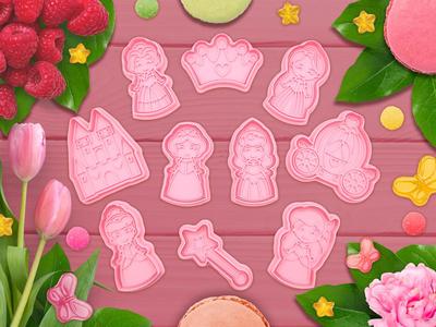 Cutie princess set cookie cutter / stamp