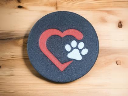 Love My Pet Coaster - Paw Print with Heart