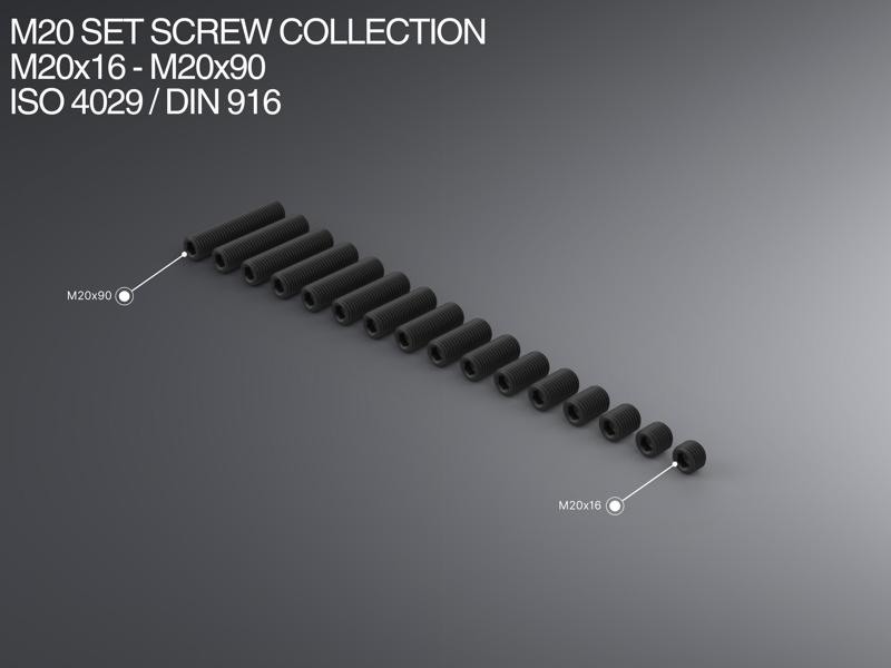M20 Set Screw Collection M20x16-M20x90 ISO 4029 / DIN 916