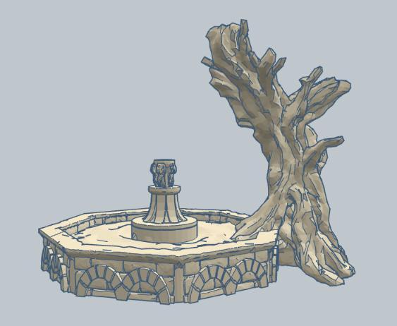 White Tree and Fountain 10mm Scale
