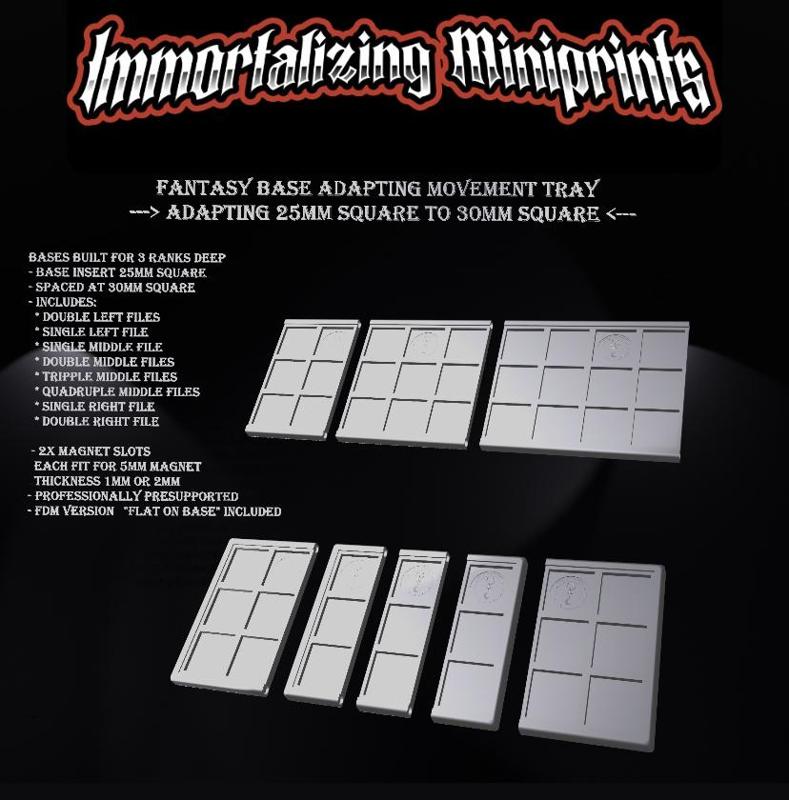 Base Adapting Movement Tray 25mm to 30mm-files 3 ranks deep