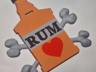 Rum Bottle Tag with Bones for Rum Lovers