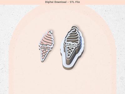 Icecream Clay Cutter for Polymer Clay | Digital STL File | Clay Tools | 5 Sizes Summer Clay Cutters