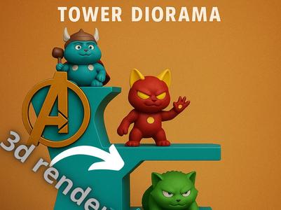 Catvengers tower diorama
