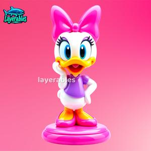 Daisy Duck 3D Printer Model - STL File - Cute Disney Collectible - 3D Print Cartoon Figure - Desk De