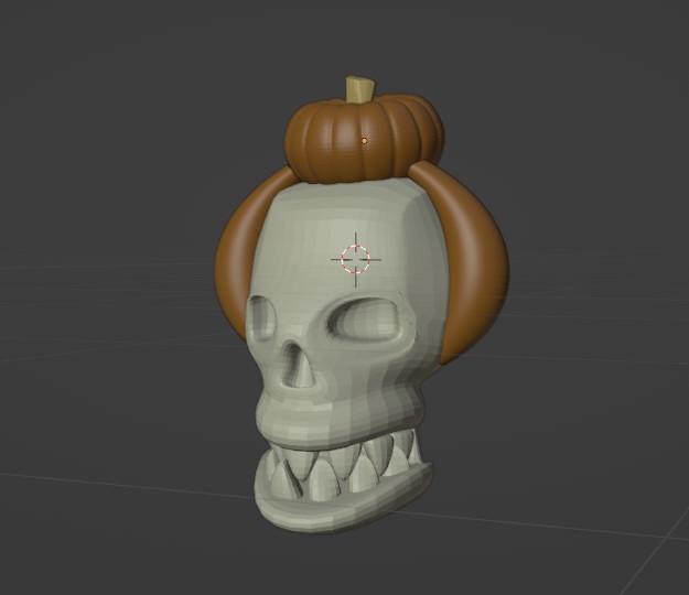 skull with Halloween wig