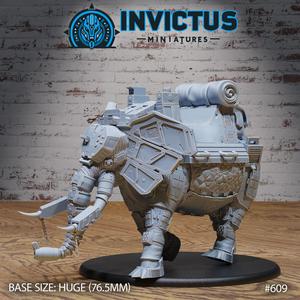 Borg Elephant Run / Tusked Battle Machine / Mecha Steel Construct / Cyber Mammalia / Steampunk Infantry Monster / Invasion Beast Army  / Cyberpunk Steam Technology / Sci-Fi Encounter