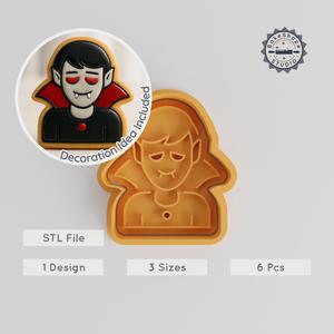 Vampire Cookie Shape Cutter & Stamp Set, Perfect for Fondant, Halloween Horror, 3 Sizes PRODUCT_653