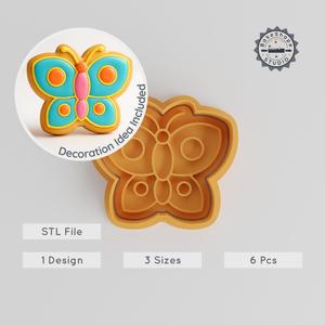 Butterfly Shape Cutter & Stamp, Cookie & Fondant Tool Set, 6 Pieces, S/M/L Sizes, Winged Insect Design PRODUCT_788