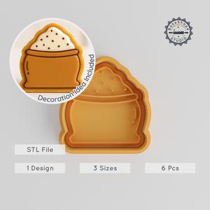 Flour Shape Cutter & Stamp Set, Cookie & Fondant Mold, 3 Sizes, 6 Pieces, Organic Baking Supply Design PRODUCT_760