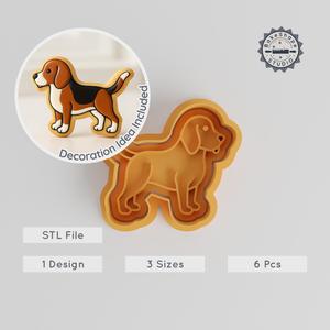 Beagle Dog Shape Cutter & Stamp Set, 3 Sizes for Cookies & Fondant, Cute Puppy STL Files PRODUCT_269