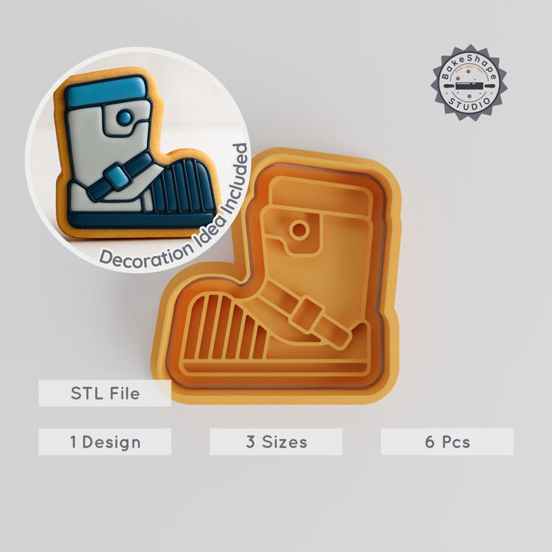 Boot Shape Cutter & Stamp Set, Space Theme, Perfect for Cookies & Fondant, 3 Sizes, S/M/L, 3D Print STL PRODUCT_166